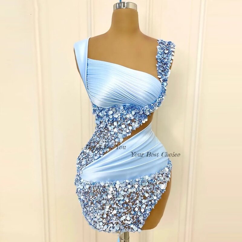 Homecoming Dresses Royal Blue Tight Two Piece Modest Prom Sleeveless Backless Mini Cocktail Beaded Party Dress Drop Delivery Dhh