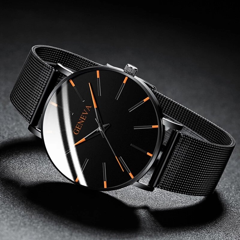 แฟชั่น Minimalist Ultra บางนาฬิกาสำหรับชายธุรกิจสแตนเลสสตีล Quartz กีฬานาฬิกา Relogio Masculino
