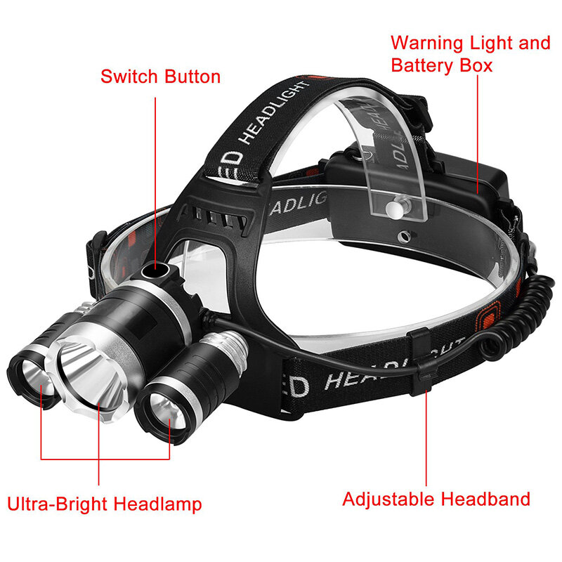 ZK20 Rechargeable High Lumens LED Headlamp LED Headlight Flashlight Waterproof 4 Lighting Modes Use Fish Camping Night Cycling