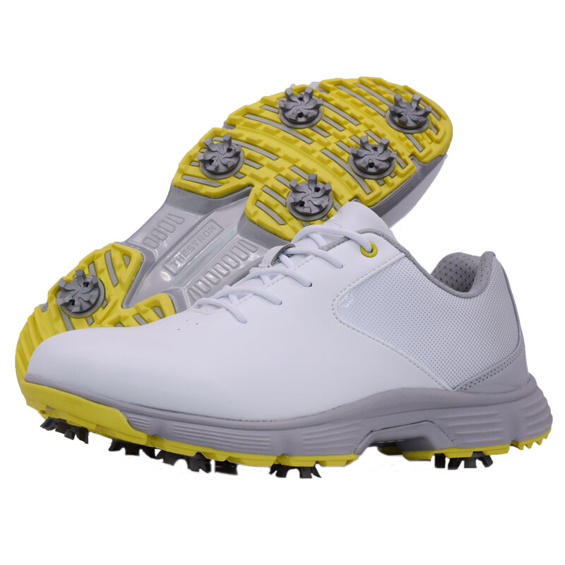 Zapatos de Golf profesionales para hombre, zapatillas impermeables con pinchos, color blanco y negro, talla grande
