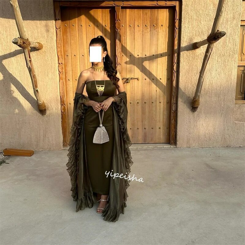 Женское коктейльное платье без бретелек, ТРАПЕЦИЕВИДНОЕ ПЛАТЬЕ средней длины с складками, Саудовская Аравия