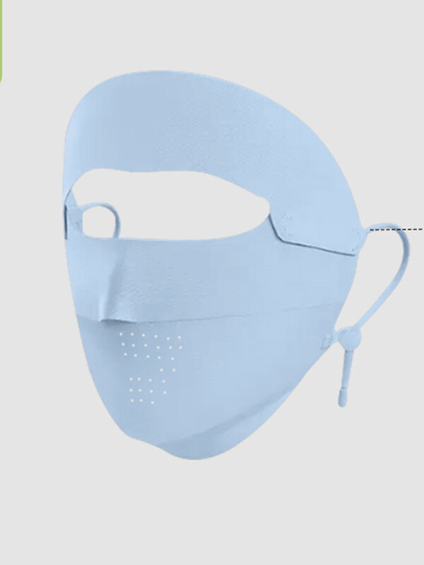 Máscara facial de seda gelo para mulheres, ciclismo ao ar livre, golfe, sol, verão, UPF50 Plus, respirável, capa fina, rosto inteiro