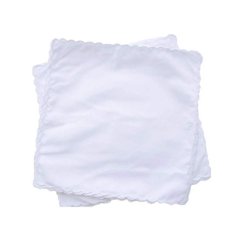 White Hankie Women Handkerchiefs Cotton Square Super Soft Washable Hanky Chest Towel Pocket Square Handkerchiefs