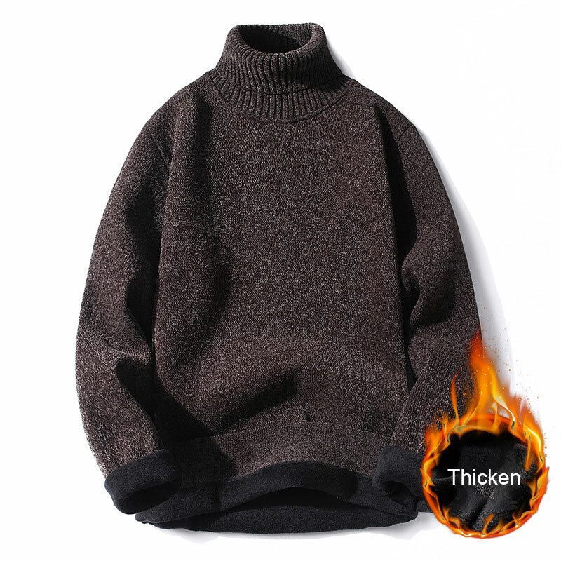 Männer Pullover Fleece Bodenbildung Shirt Rollkragen Verdickt Warme Sweatshirt Pullover Feste Herbst Winter Kleidung Einfache Casual