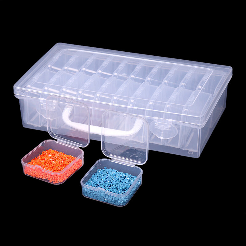 20 buah dalam 1 kotak wadah persegi transparan kotak penyimpanan kemasan Organizer untuk perhiasan manik-manik anting-anting manik-manik berlian