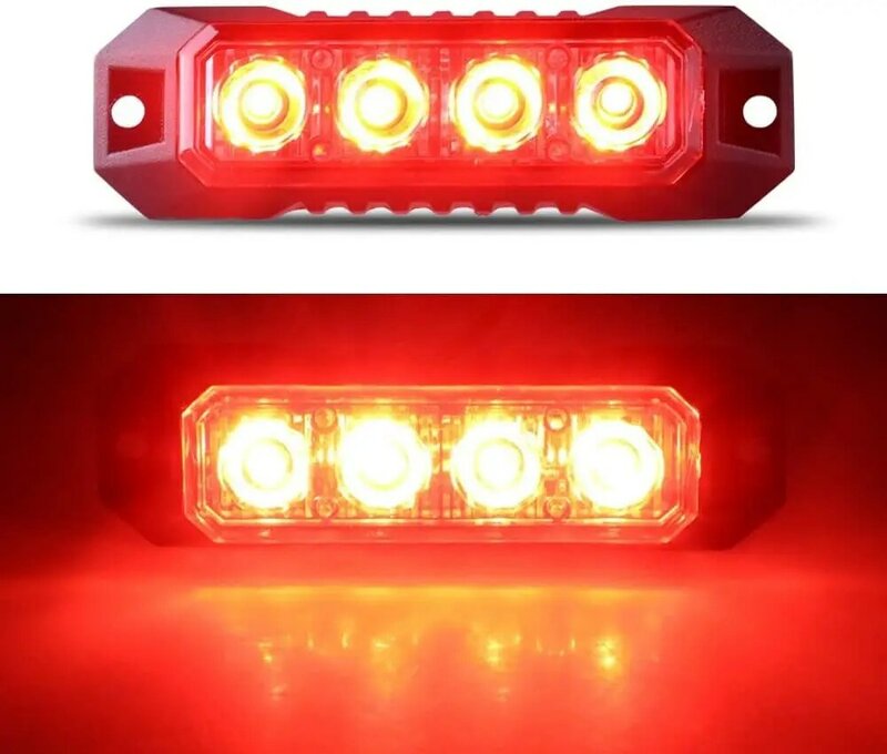 New4 LED-Sync-Funktion Ultra Slim Surface Mount blinkende Blitzlichter für LKW-PKW-Fahrzeug LED Mini-Kühlergrill Licht kopf Notfall