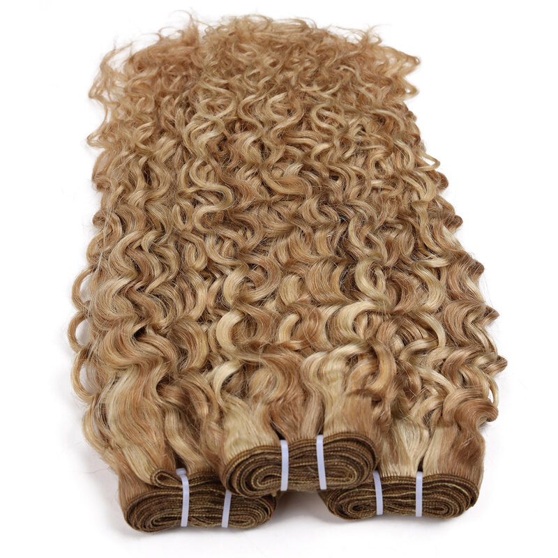 Real Beauty-extensiones de cabello humano rizado Remy, mechones de tejido ondulado ombré P27/613, pelo peruano Auburn de 12 "-24"