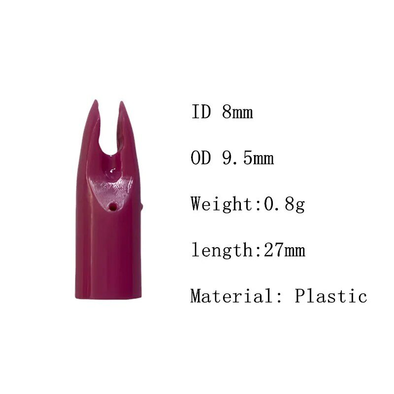 Plastic Fiberglass Arrows Substituição Nock, 6 mm ID, 7 mm ID, 8 mm Eixo, Seta de Carbono Eixos, DIY Substituição Nocks, 50pcs