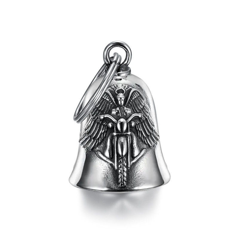 Colgante de campana de motocicleta con alas de Ángel para hombres, amuleto de fiesta de equitación, joyería de exorcista, Punk Rock, moda