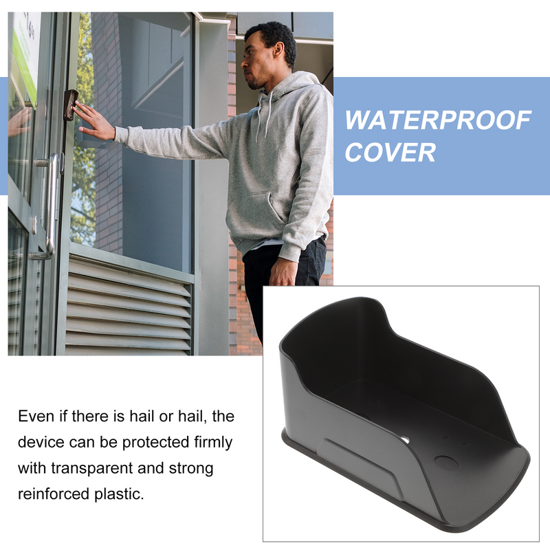 Capa protetora de chuva impermeável para campainha de vídeo, carrilhão, carrilhão, carrilhão, preto, plástico, 17X10.5cm