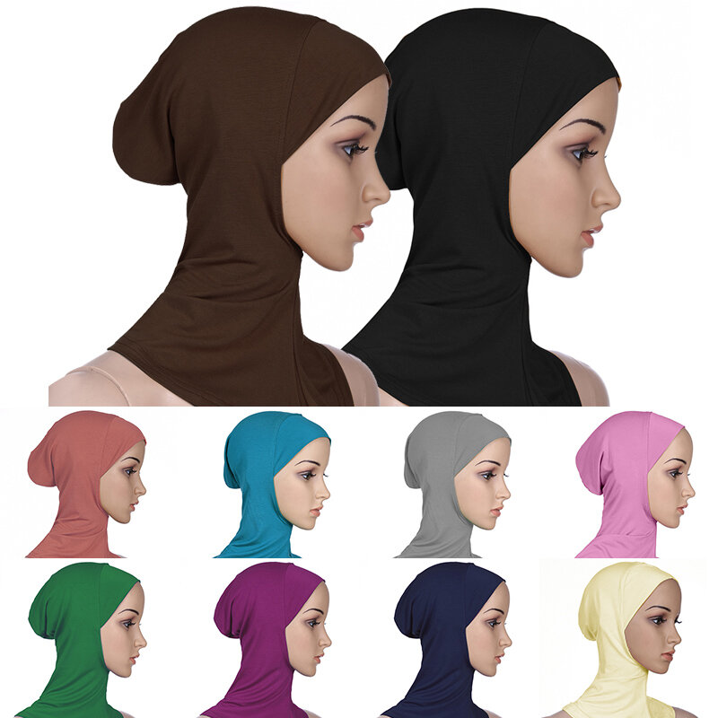 여성용 무슬림 언더스카프 베일 히잡 보넷 스카프 터번, 머리 랩 스카프, 히잡 모자, 이슬람 의류 액세서리