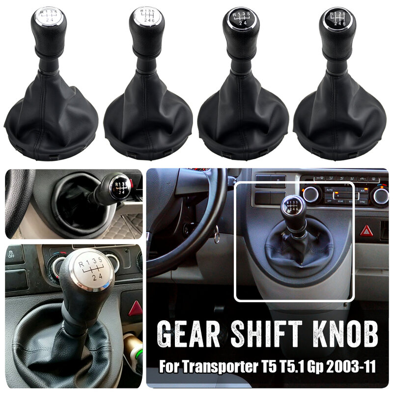 For VW Transporter Multivan Caravelle T5 2003 2004 2005 2006 2007 2008 2009 2010 Car 6 Speed Gear Stick Shift Knob Leather Boot