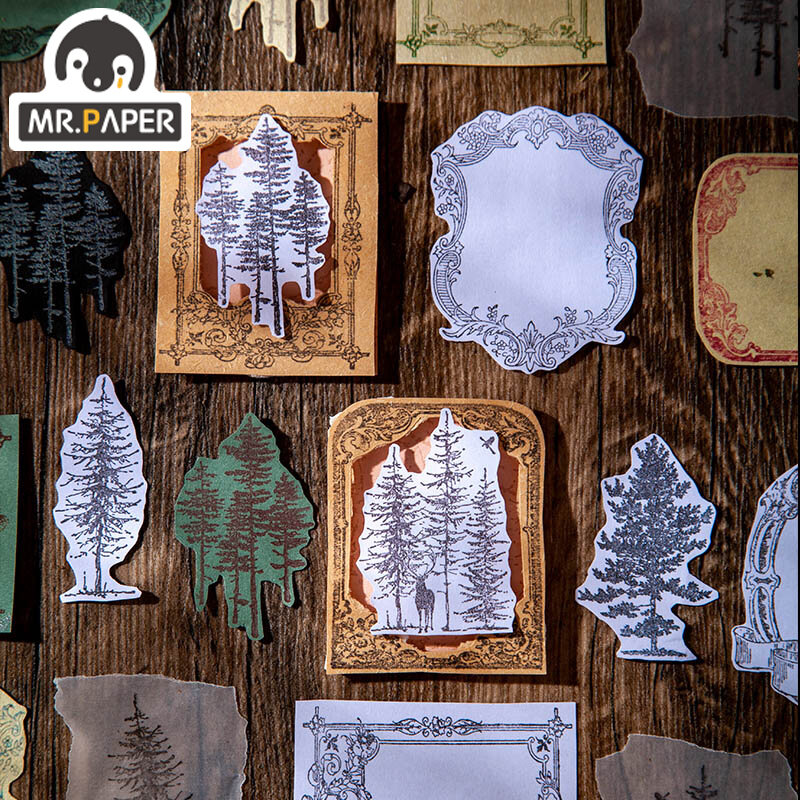 Mr. Paper-sello de combinación Retro para manualidades DIY, sello de goma de madera, diseño de un hermoso día, Luna, noche, bosque, serie, 8