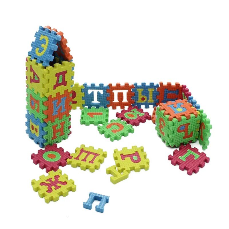 36Pcs 5.5cm*5.5cm Russian Alphabet Letters Baby Play Mat Puzzle Toys For Kids Children EVA Foam Game Puzzles Mats Floor Tapete