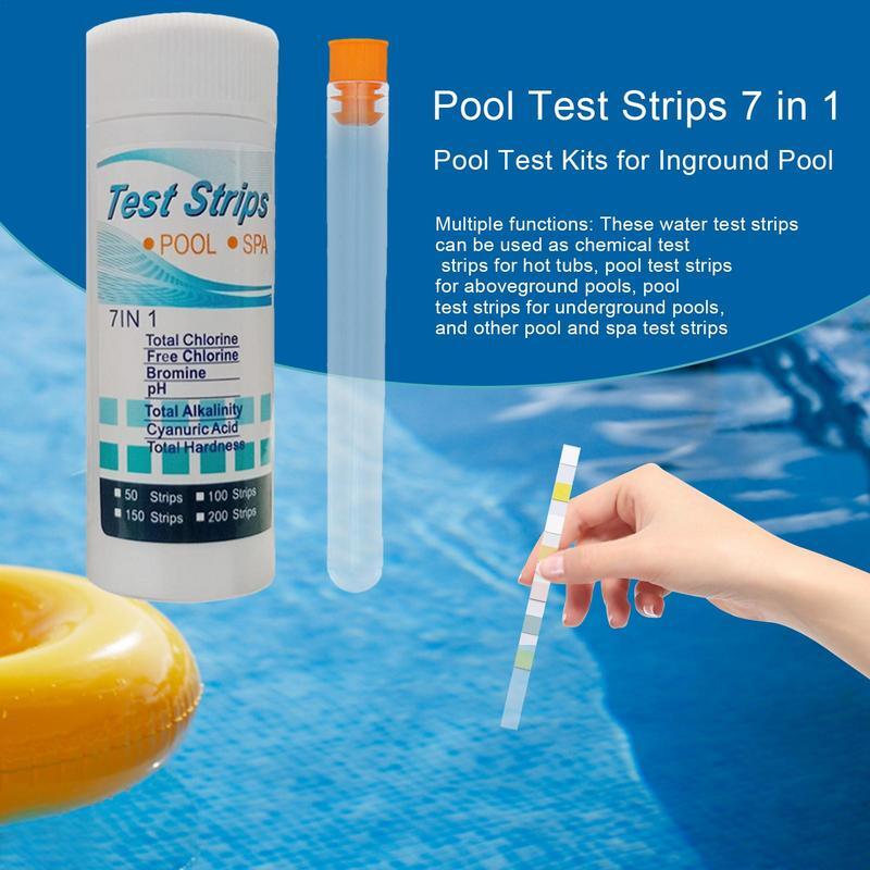 Тест-полоски для бассейна, набор для тестирования воды, тест-полоски 7 в 1 для тестирования воды для горячей ванны и спа, бром, PH, общий хлор