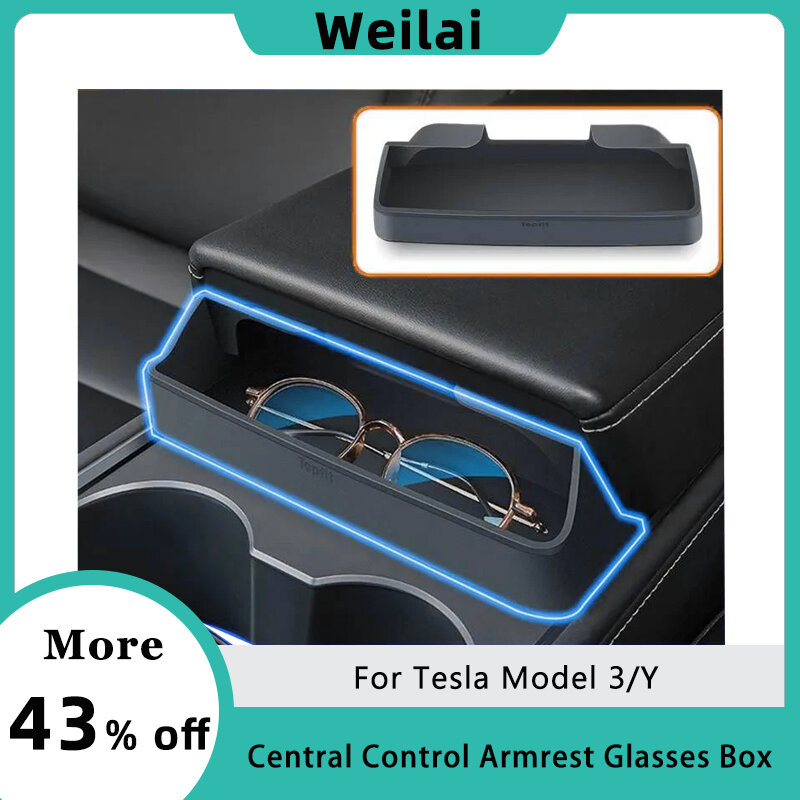 Central Control Armrest Glasses Sunglasses Box For Tesla Model 3/Y Center Console Storage Organizer Interior Auto Accessories