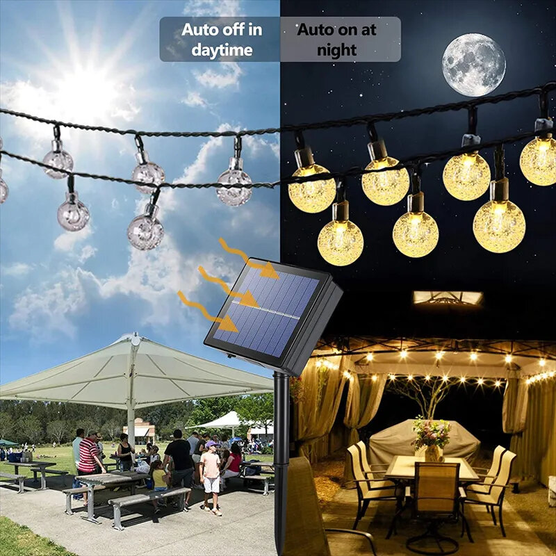12M100LEDs Solar Fairy Lights Outdoor LED Solar String Lamps Waterproof 8Modes for Tree Christmas Decoration Party Decor Garden