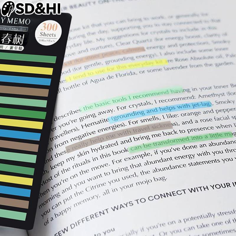 300 Sheets Rainbow Color Index Memo Pad Key Points Sticky Notes Paper Sticker Notepad Bookmark School Supplies Kawaii Stationery