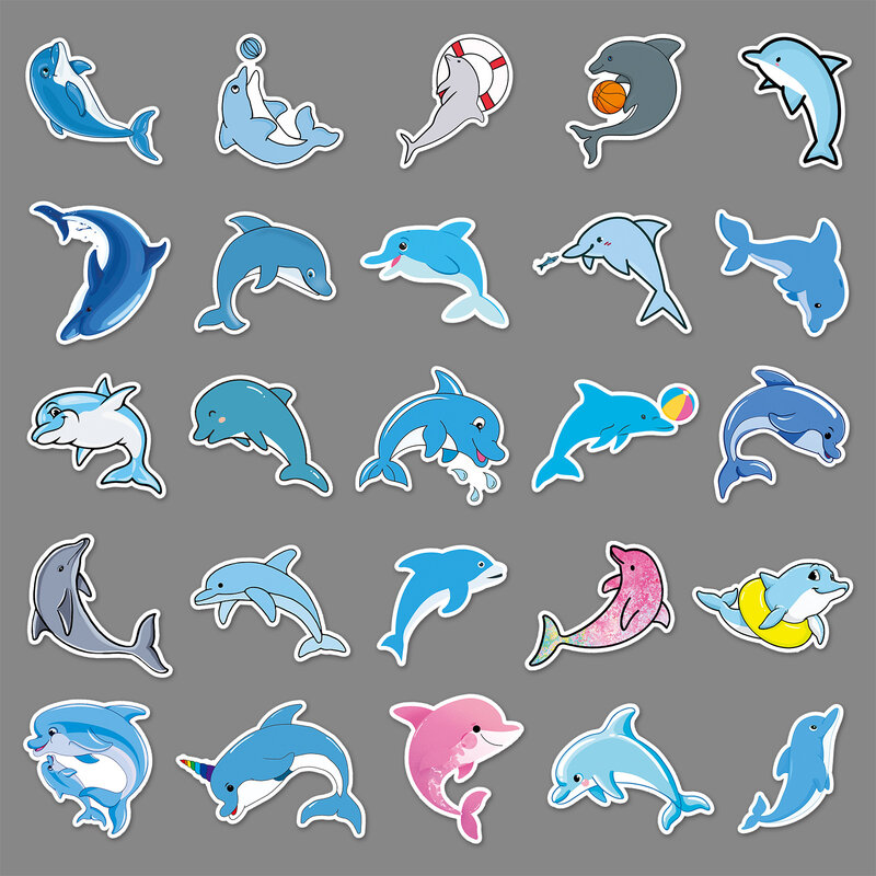 50Pcs Cartoon Dolphin Series Graffiti Stickers adatti per caschi per Laptop decorazione Desktop adesivi fai da te giocattoli all'ingrosso