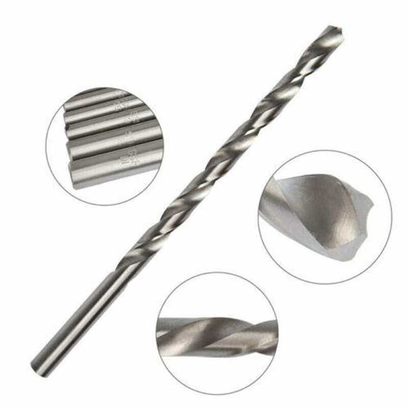 Brocas extralargas HSS para perforación de Metal, accesorios de herramientas eléctricas para carpintería, 5 piezas, 250mm, 2-5mm