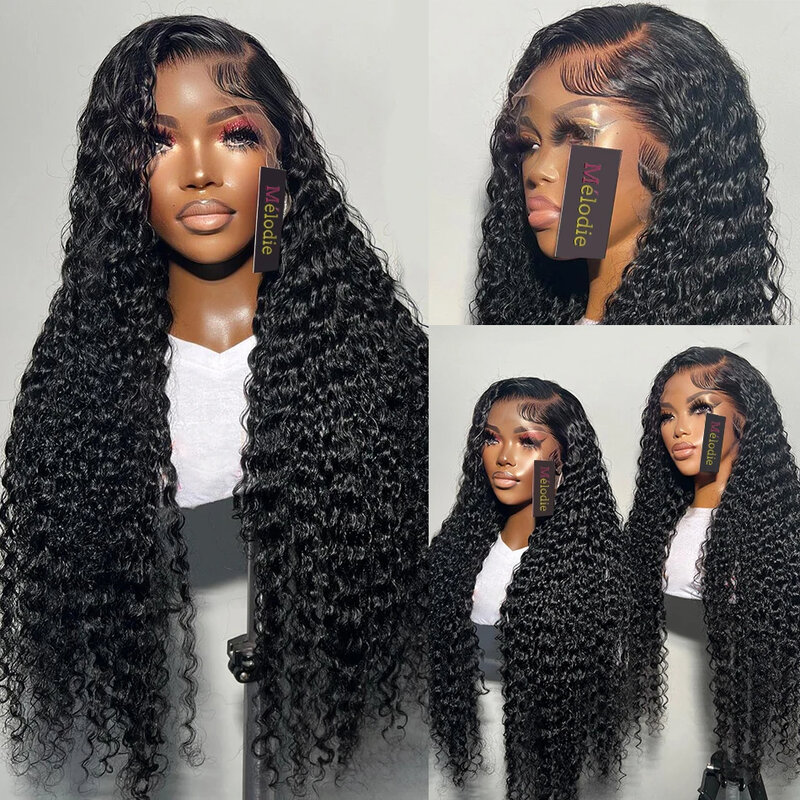 30 32 Inch Loose Deep Wave 13x6 HD Transparent Lace Frontal Wig Human Hair Brazilian Remy Curly 13x4 Lace Front Wig For Women