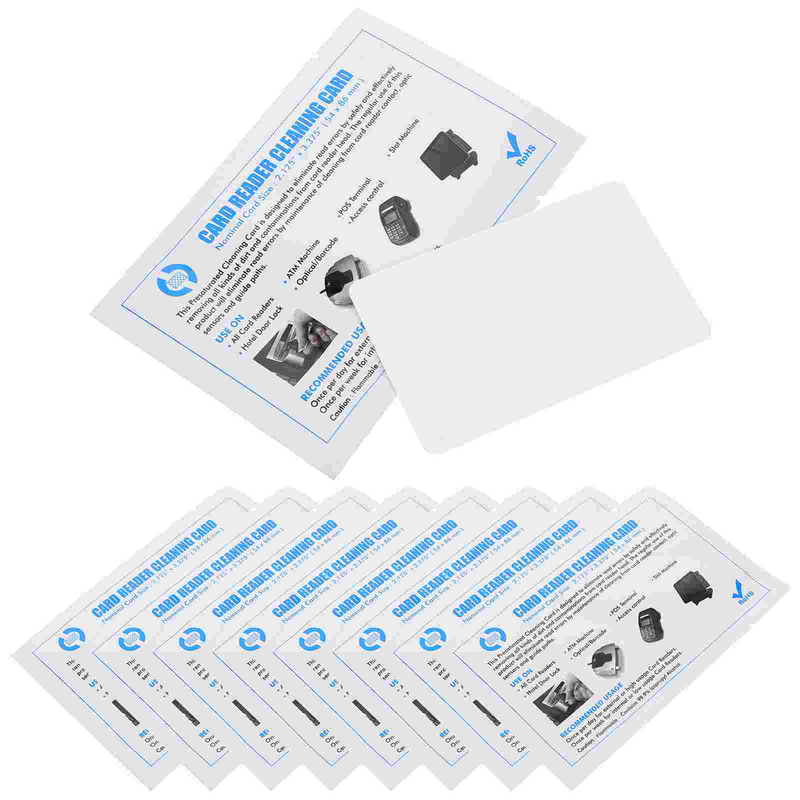 10ชิ้นการ์ดทำความสะอาดโพลีเอสเตอร์สีขาวเครื่องอ่านบัตรเครดิตวัสดุพีวีซีแบบใช้ซ้ำได้