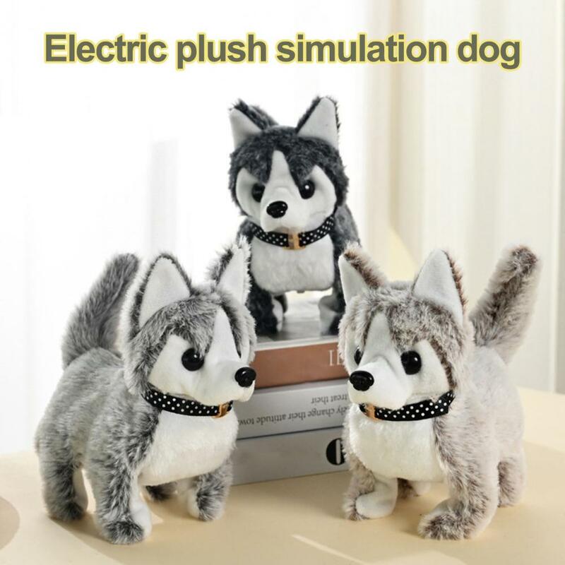 전기 허스키 개 시뮬레이션 워킹 전기 허스키 개 봉제 장난감, 부드러운 재미있는 소년 생일 동행자