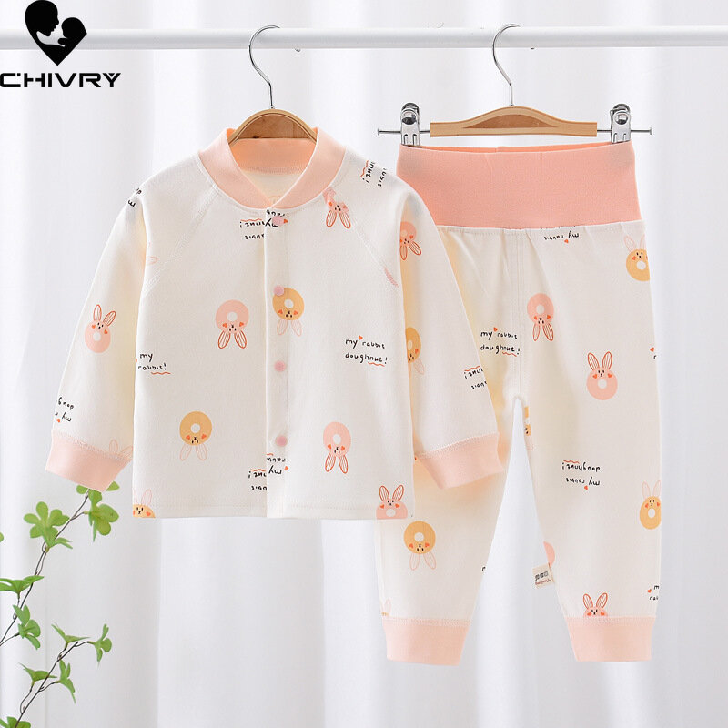 Nowe 2023 zestawy jesienna piżama dla dzieci maluch chłopięce dziewczynki Cartoon sweter z długim rękawem t-shirt ze spodniami dla noworodka bielizna nocna dla niemowląt