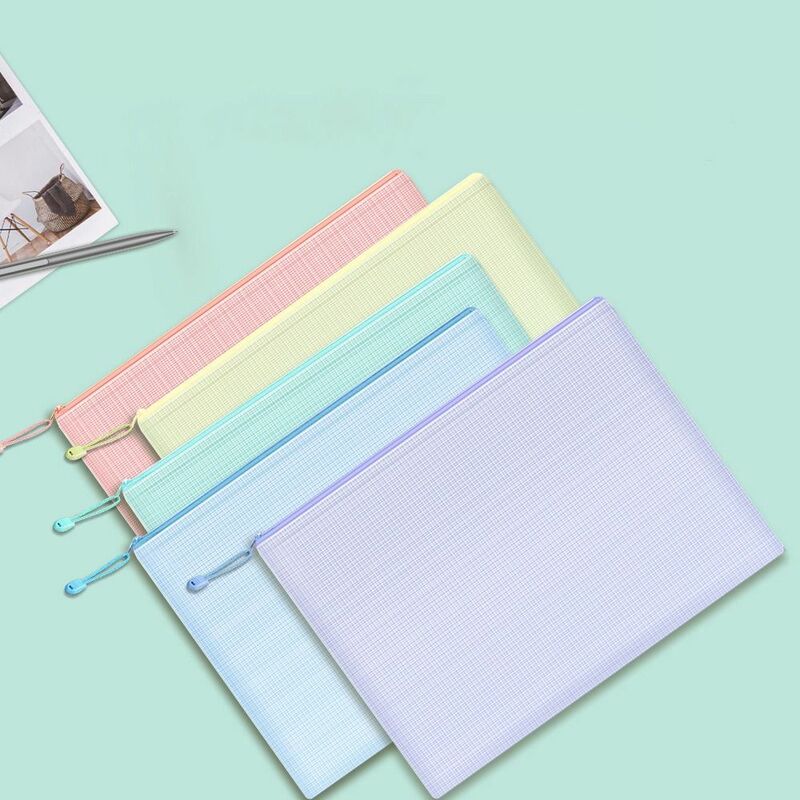 5pcs Mesh Zipper Pouch borsa per documenti astuccio per matite sacchetti di immagazzinaggio cartelle di File con cerniera impermeabile A4 materiale per ufficio scolastico