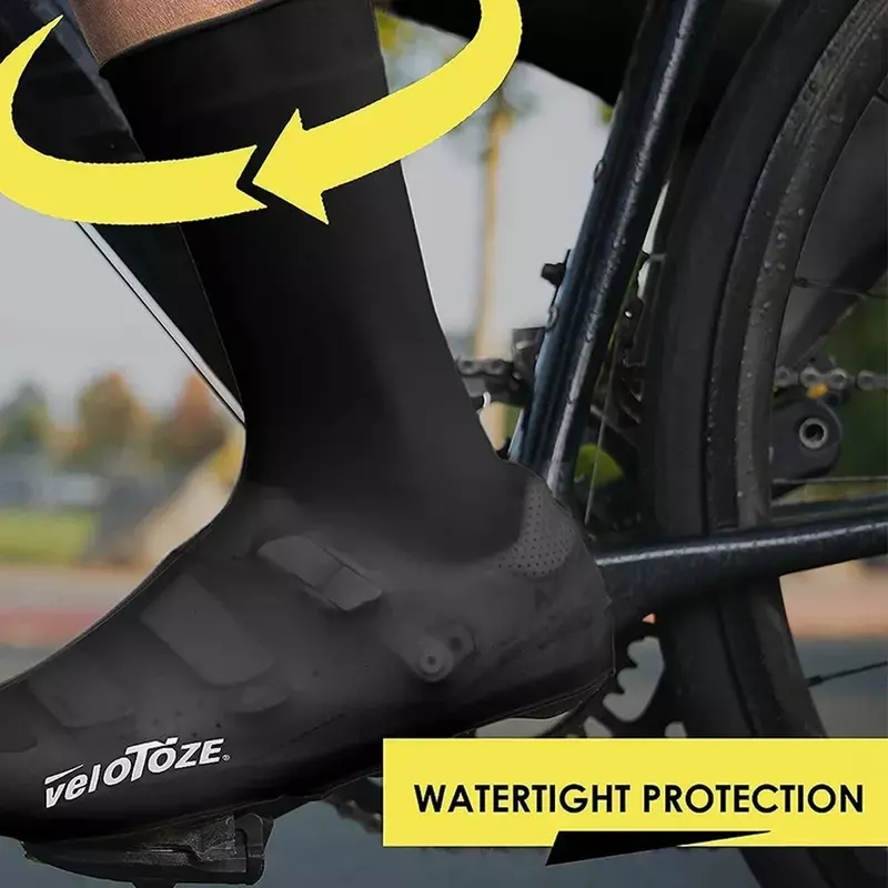 veloToze Aero Fabric Reduces Drag Tall Silicone Shoe Cover Snaps Covers Road Cycling Shoes Waterproof, Windproof Reusable mtg