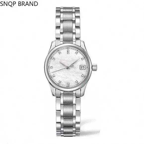 Luxo Feminino Quartz Watch, pulseira de aço inoxidável, diamantes azuis Dial, calendário, couro preto, novo