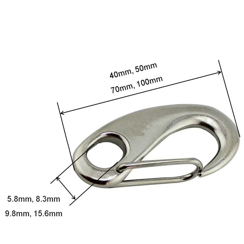 1PCS  Egg Shape Snap Hooks 304 Stainless Steel 40mm 50mm 70mm 100mm Length Safety Metal Quick Release Spring Snap Hook Link