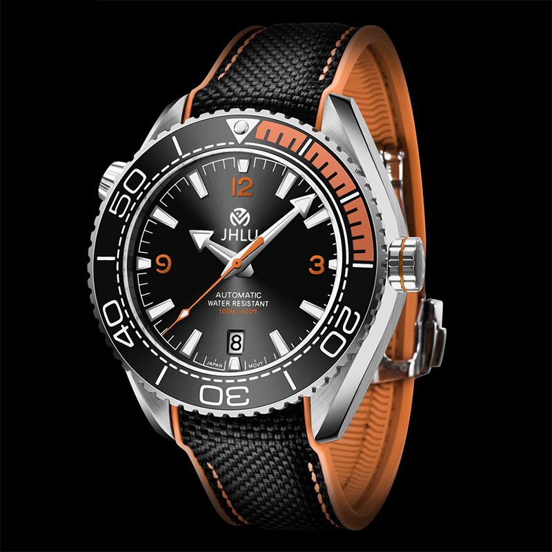2024 jam tangan bezel mekanis pria, arloji 600 tahan air kristal safir keramik kasual bisnis modis