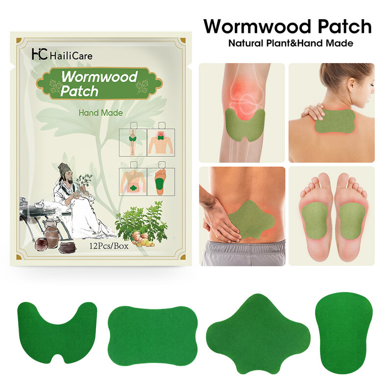 12pieces/bag Wormwood Natural Plant Foot Cervical Lumbar Care Sticker Self-heating Joint Ache Arthritis Relief Pain Moxibustion
