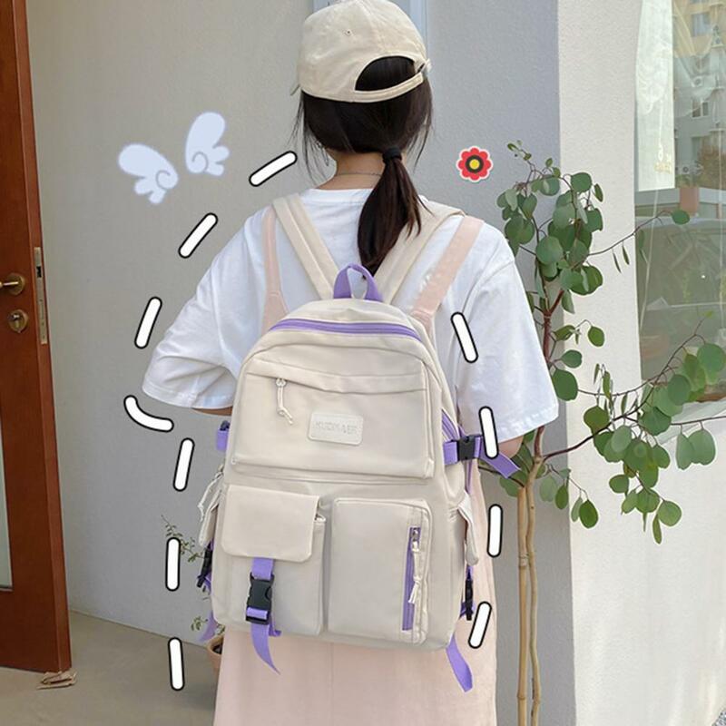 Mochila de lona ligera para mujer, mochila escolar de lona con capacidad para estudiantes, uso de viaje, impermeable y transpirable