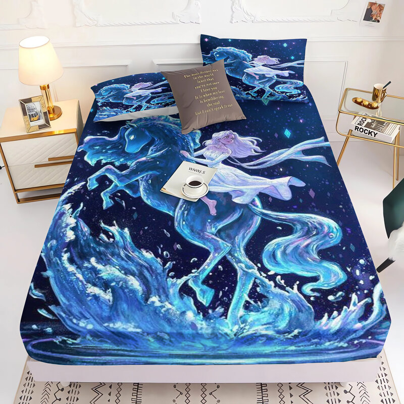 Frozen 100% Polyester Printed Fitted Sheet With Pillowcase Bedding Set 2/3pcs Modern Home Decor Suitable For Children And Adult