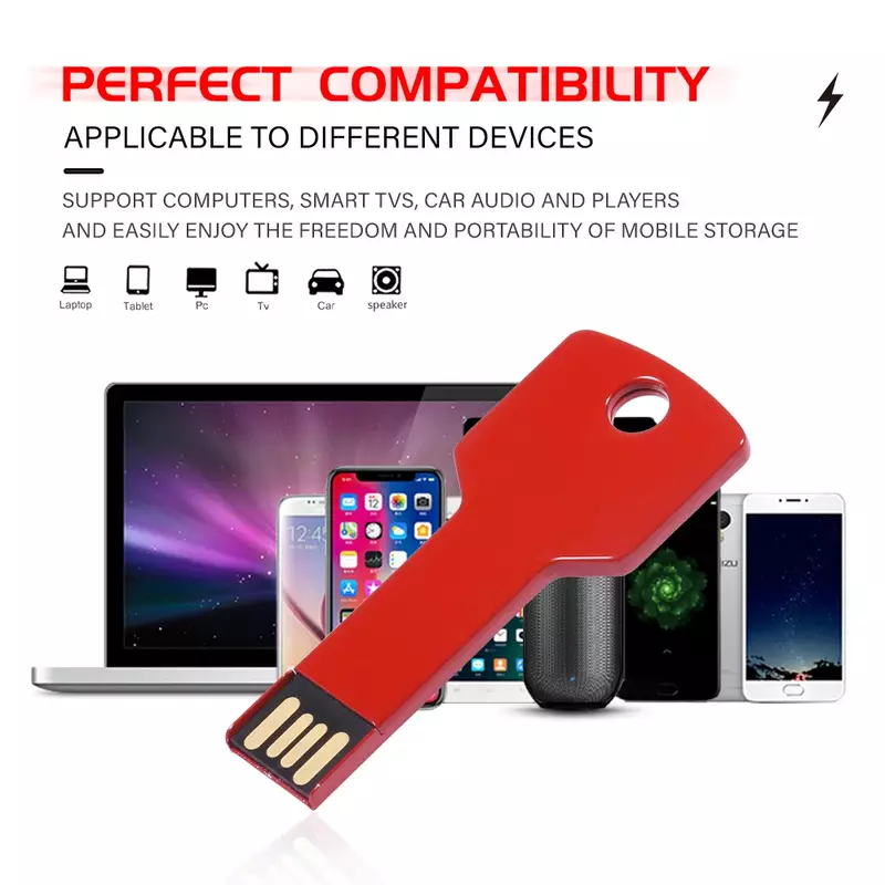 JASTER USB 2.0 Flash Drive Metal Key Memory Stick rosso impermeabile Anti-caduta Pen Drive Black Business Gift U Disk 128GB 64GB 32GB
