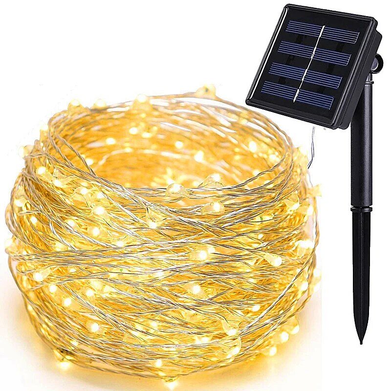 20M solar LED String Light Waterproof LED Copper Wire String Holiday Outdoor Fairy Lights For Christmas Party Wedding Decoration
