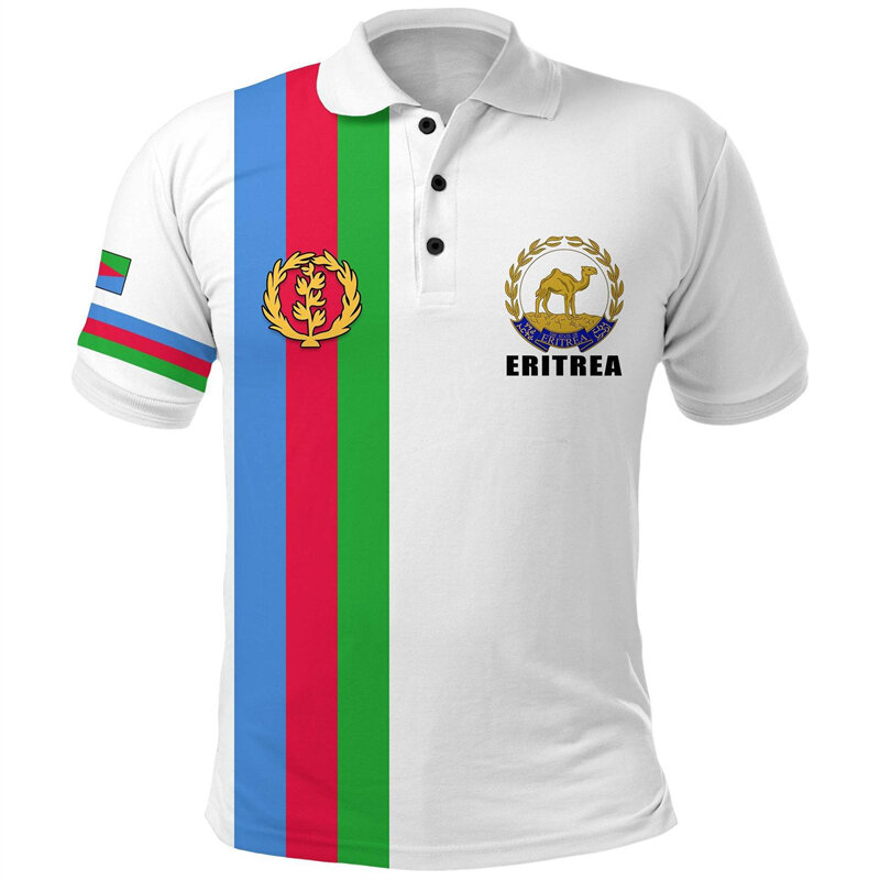 Eritrea Independence Day Flag 3D 프린트 남성용 폴로 셔츠, 반팔, 스트리트 웨어, 캐주얼 티셔츠, 상의, 남성 의류, 최신
