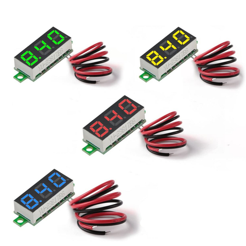 0.28インチdc ledデジタル電圧計0-100v電圧計オートカー携帯電源電圧テスター検出器12v赤緑青黄