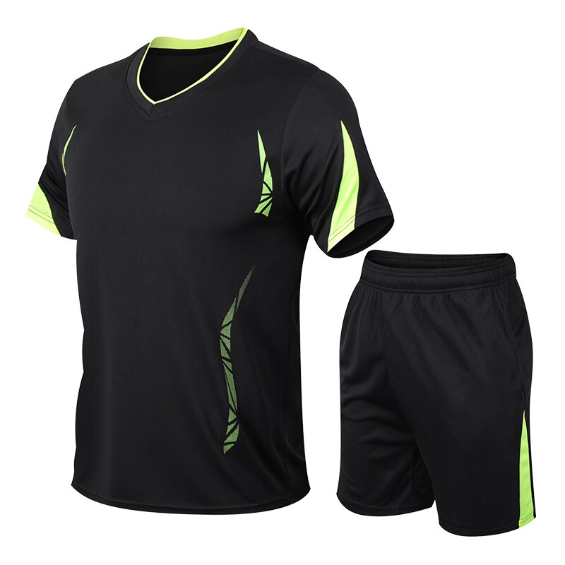 Männer Sommer Sportswear Anzug Kurzarm T-Shirt Shorts 2 Stück setzt neue männliche schnell trocken laufende Trainings anzug