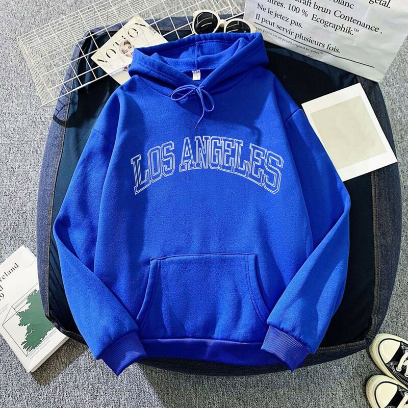 Hot Sale Warm Oversize Los Angeles Printing Women Sweatshirt 2023 Autumn Winter Style Loose High Quality Hoodies Letter Hooded