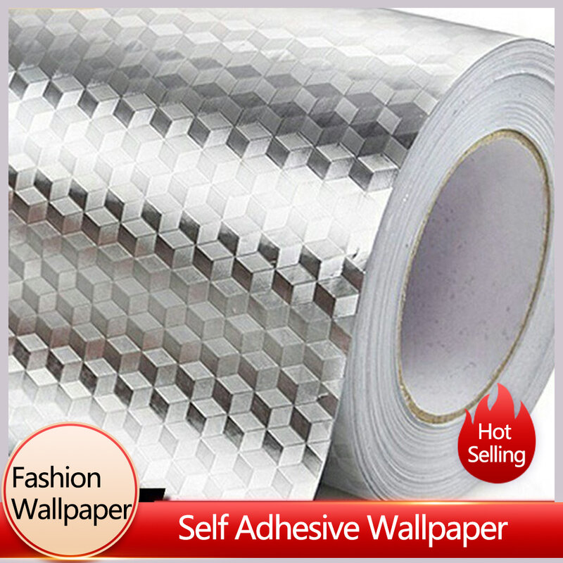 Papel tapiz autoadhesivo resistente al aceite para cocina, papel de aluminio impermeable para armario, mesa reacondicionada