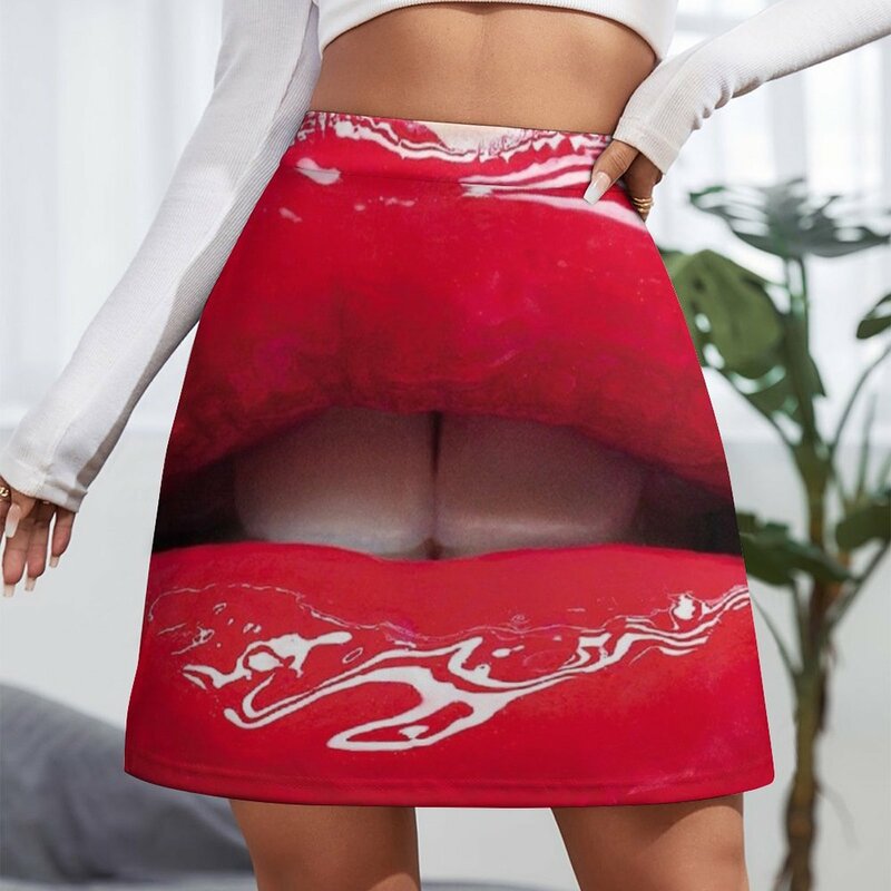 กระโปรงทรง ROK MINI สำหรับผู้หญิงกระโปรงสไตล์เซ็กซี่สีแดง2023เสื้อผ้าฤดูร้อนสำหรับผู้หญิง2023