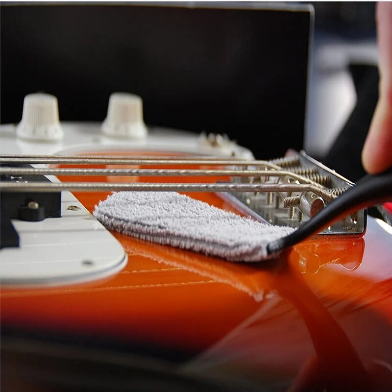 Cabeça dupla limpeza escova para guitarra, guitarra cuidados acessórios, 1 parte