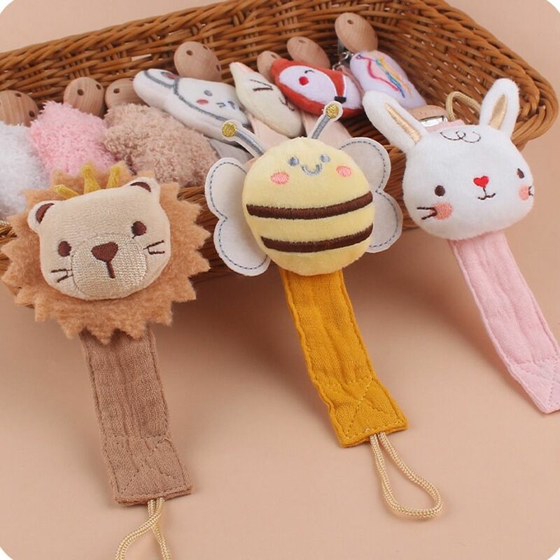 Animal Cartoon Baby Pacifier Chain Linen Cotton Adjustable Soother Holder Teether Toys Straps Dummy Clips Nipple Holder Clips