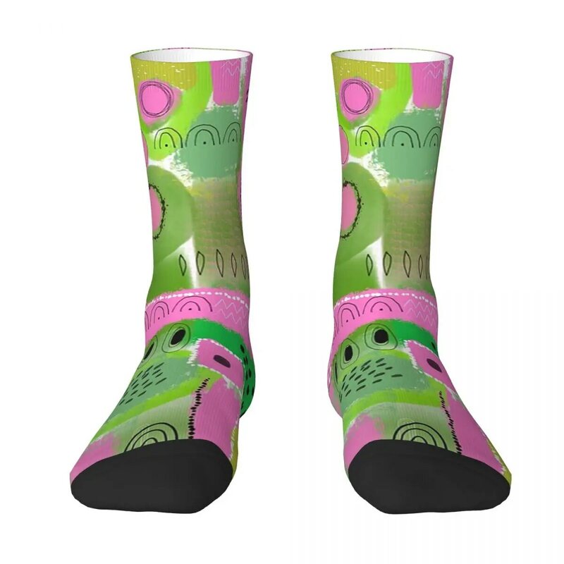Pink And Green Maze Socks Harajuku Sweat Absorbing Stockings All Season Long Socks Accessories for Unisex Gifts