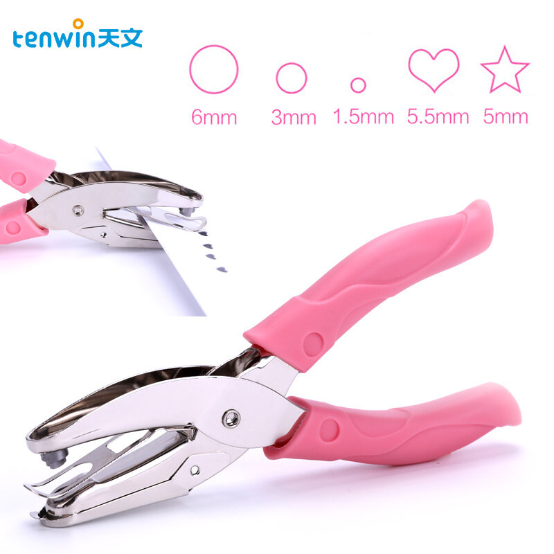 Tenwin 1PC School Office Metal Single Hole Love Star Puncher Hand Paper Punch For Scrapbooking Border Pore Cutter Paper tool