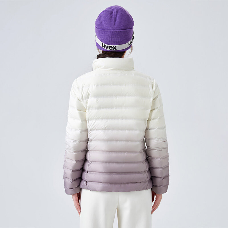 Puchowa kurtka damska gradientowa lekka zimowa prosta zimowa zimowa Temperament uniwersalny jednolity kolor stójka