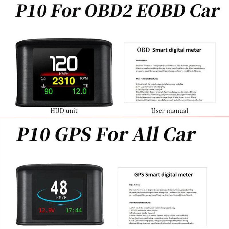 HUD OBD2/GPS 헤드업 디스플레이, 자동차 스마트 게이지, 디지털 속도, RPM 수온, 연료 소비, 스마트 자동차 시스템, 자동차 액세서리